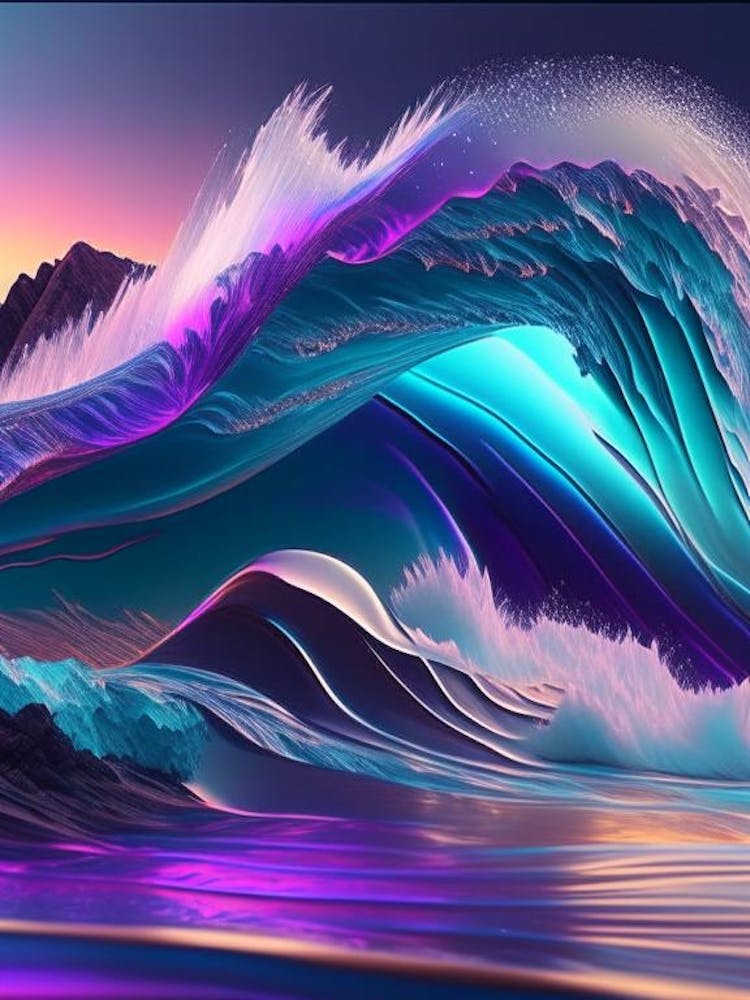 Crashing Waves, Landscapes, Waterscape Holographic 1