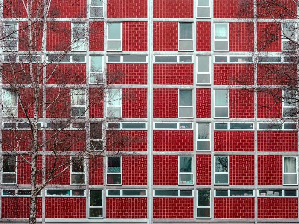 Red Tiles And Geometric Windows