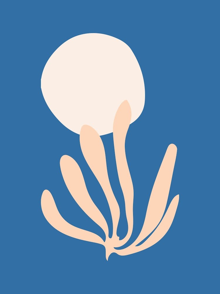 Matisse Inspired Peach And Blue Leaf Cutout