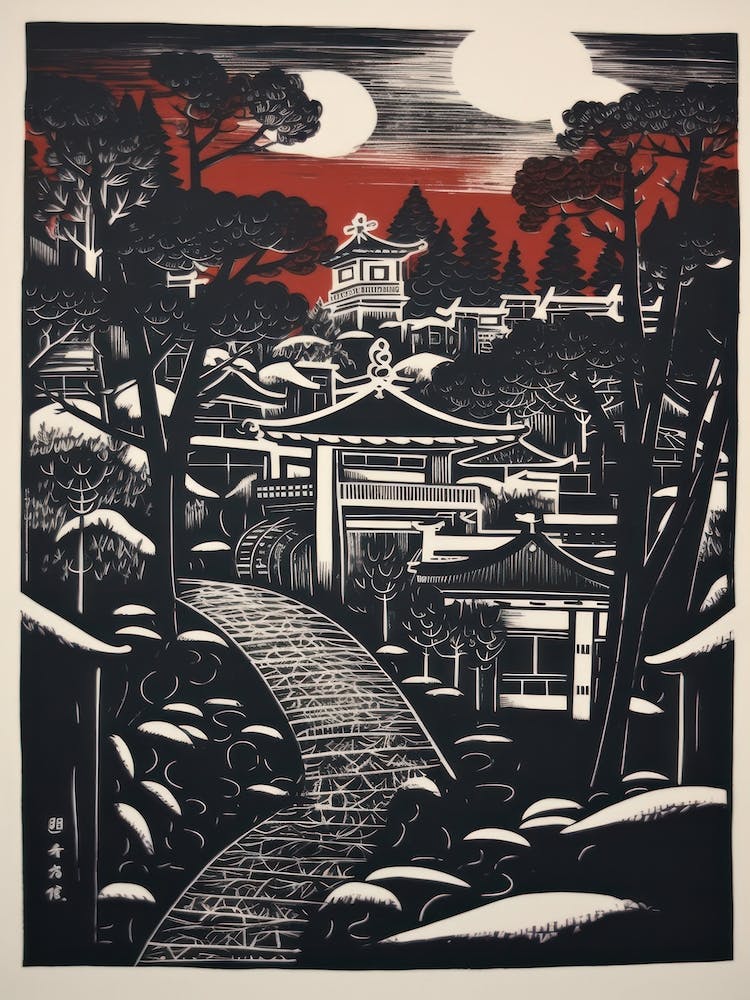Japan Linocut Illustration Style 4