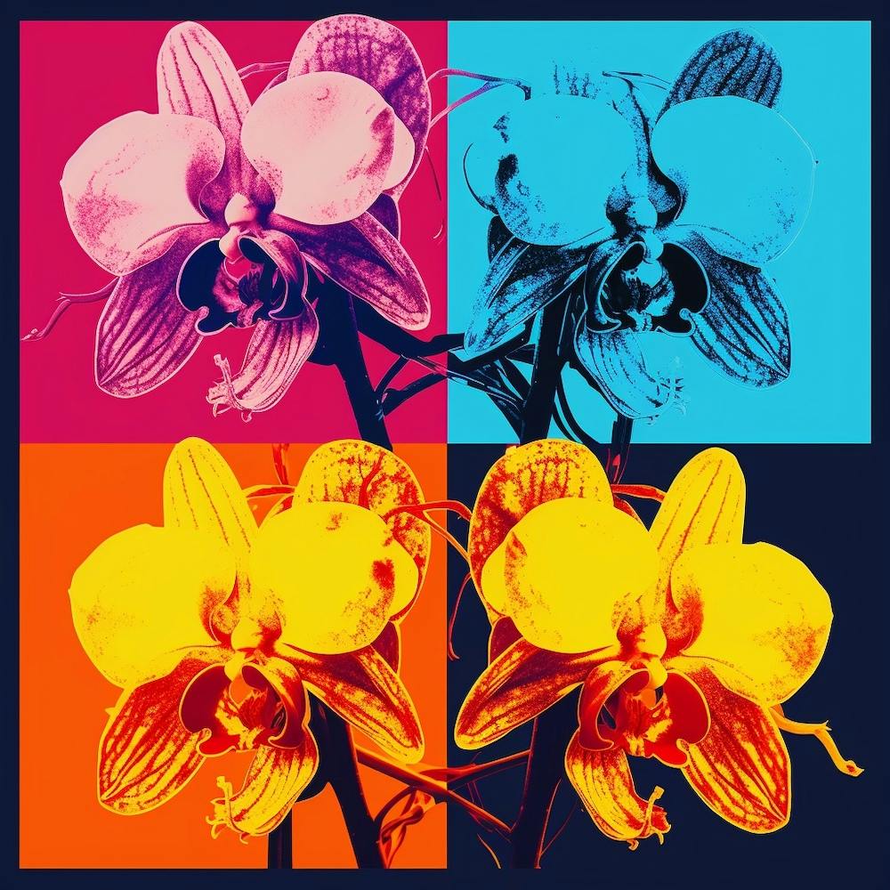 Andy Warhol Style Pop Art Flowers Orchid 1 Square