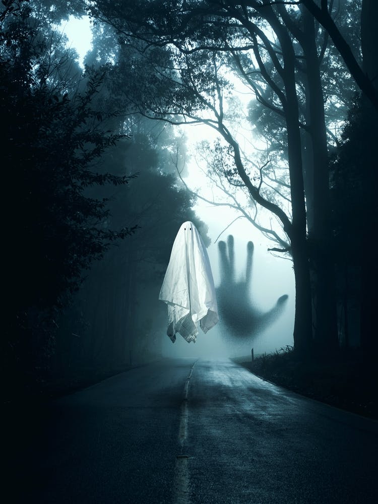 Ghost Halloween In The Dark Road