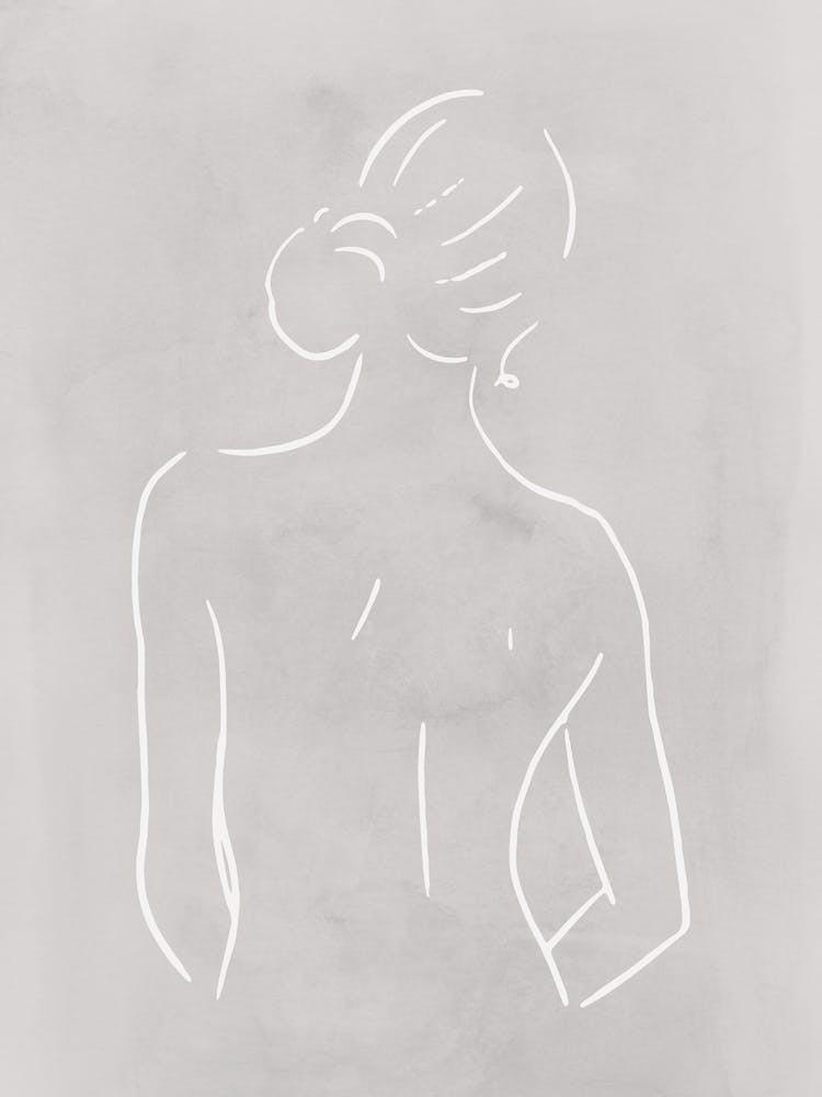 Female Body Sketch 3 Light Gray Line