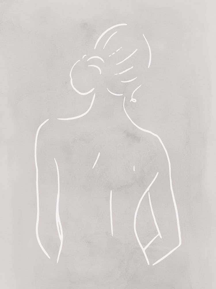 Female Body Sketch 3 Light Gray Line