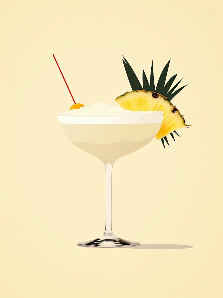 Illustration Piña Colada Floral Infusion Cocktail 1