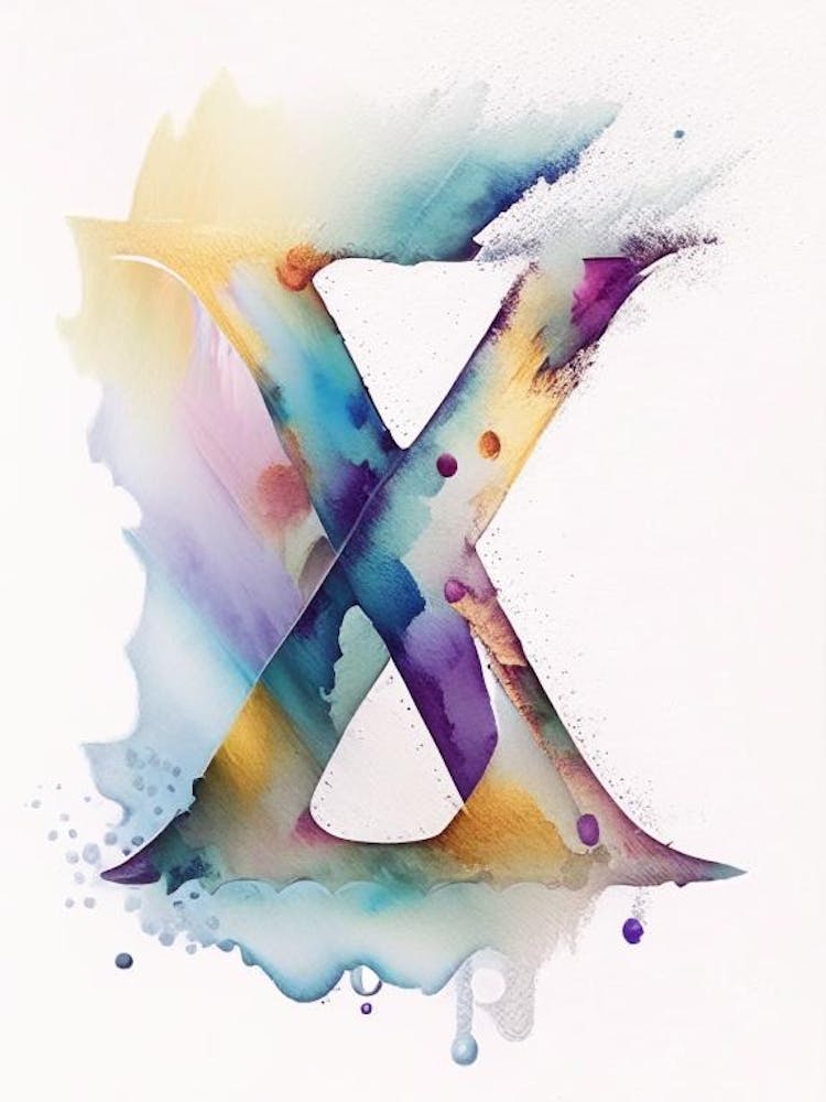 X, Letter, Alphabet Storybook Watercolour 4