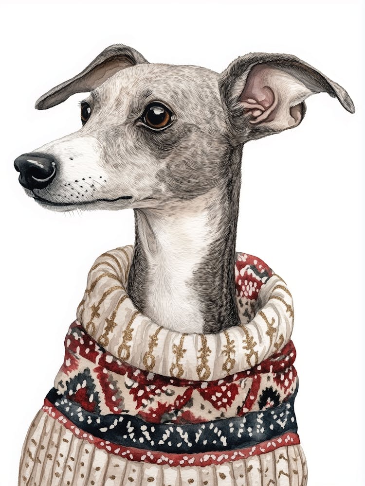 Greyhound In Christmas Jumper Neutral