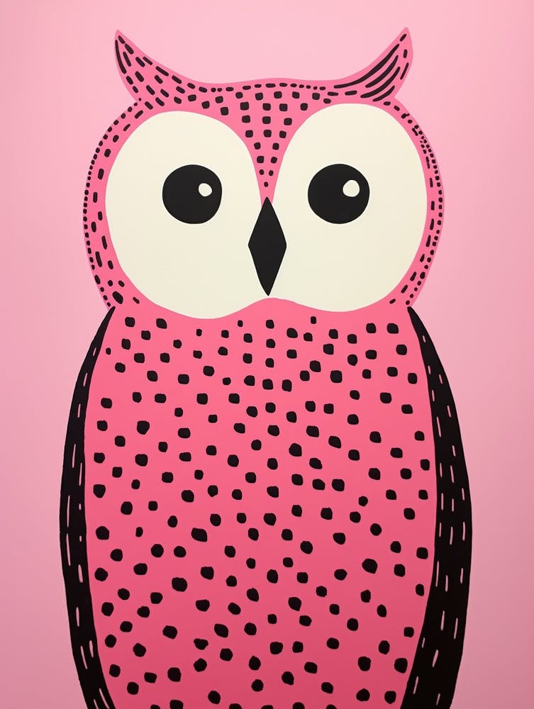 Pink Polka Dot Snowy Owl 2