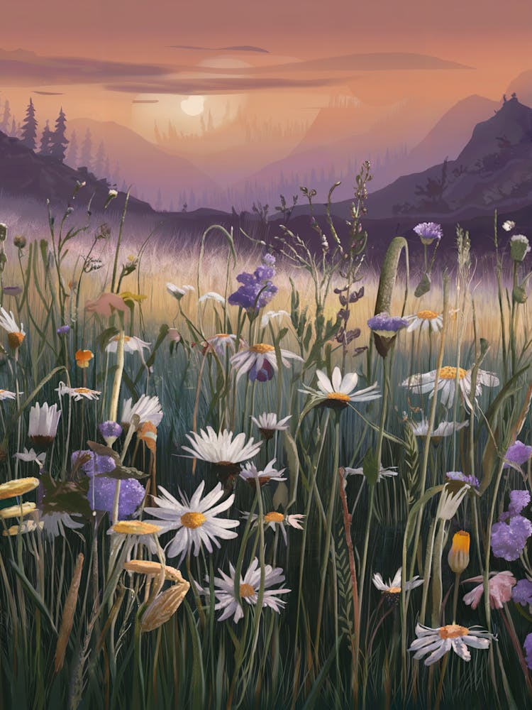A Peaceful Meadow At Sunrise With Dew Ki 