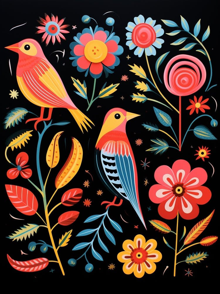 Folk Bird Illustration Cuckoo 1