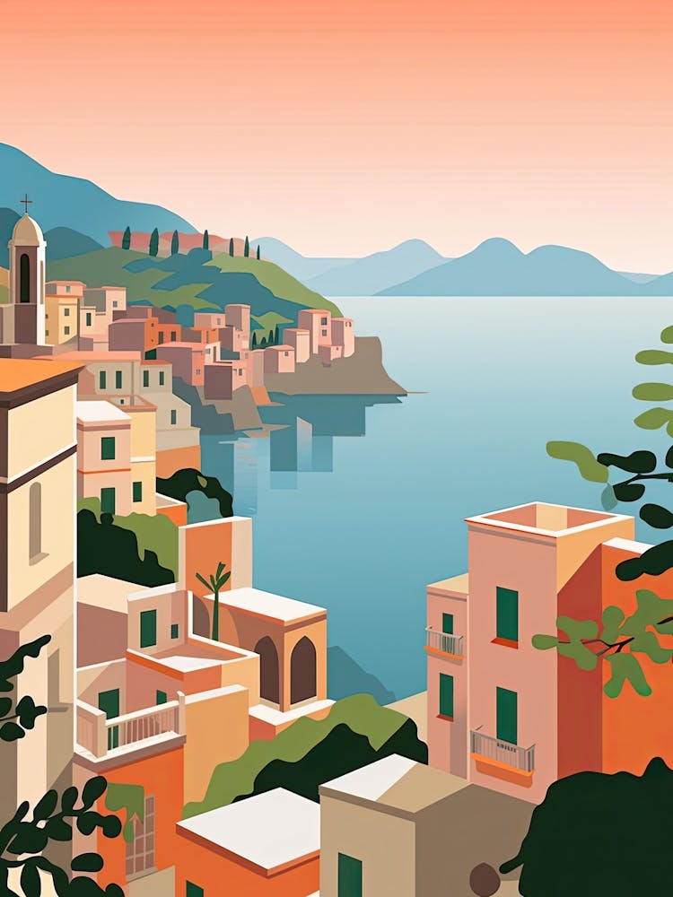 Amalfiküste, Italien, Grafische Illustration 4