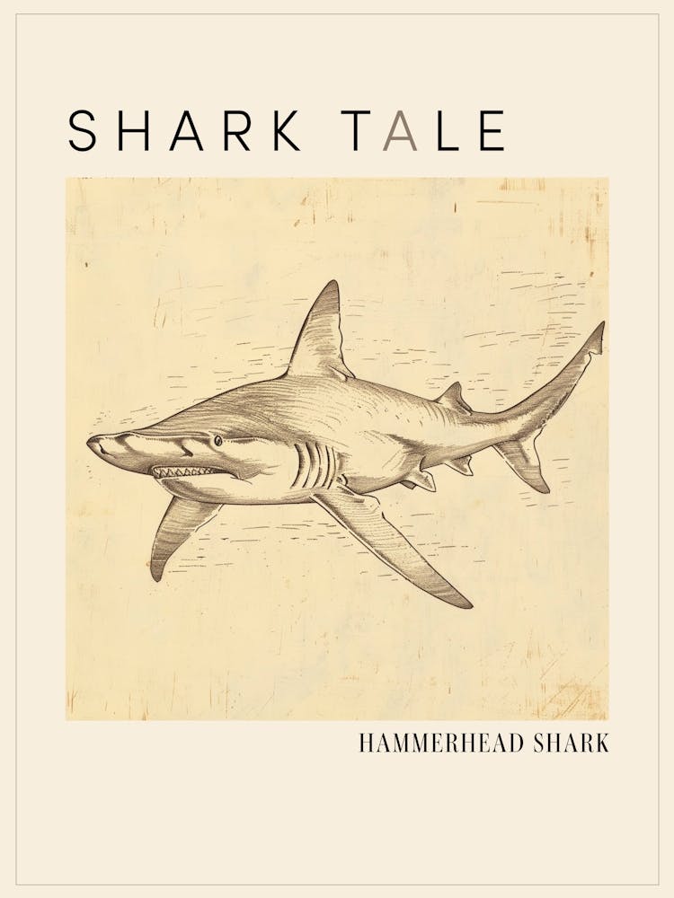 Vintage Hammerhead Shark Illustration 2 Poster