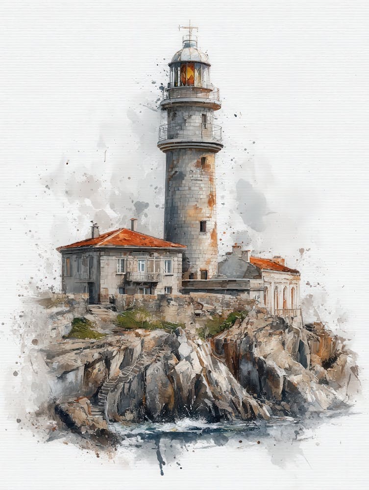 Aihrgdesign Isolated Watercolor Painting Of European Lighthou 126a9cdb 8844 4ce8 91c3 528d945baf11 3
