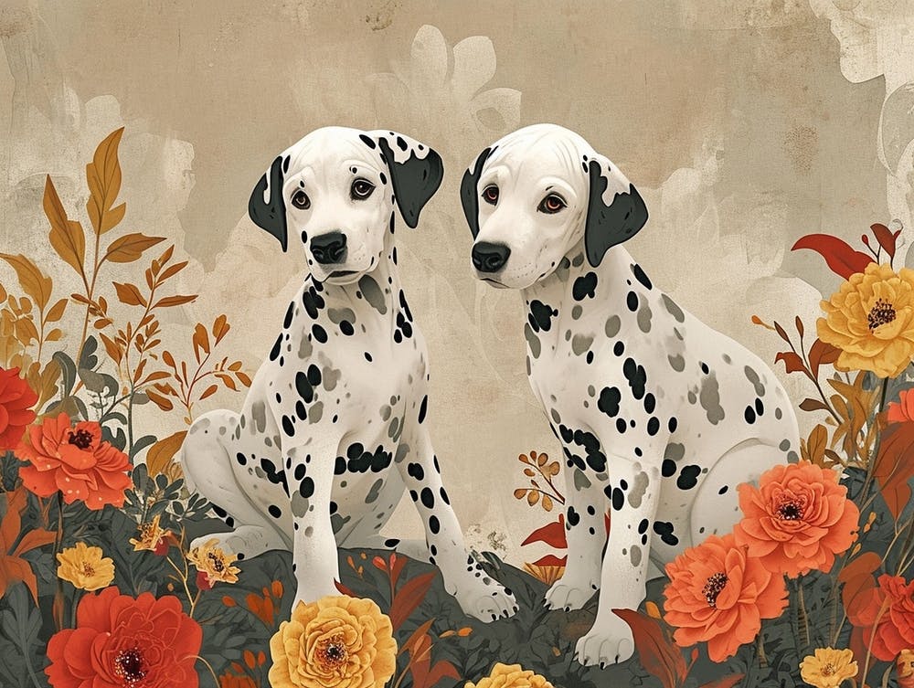 Illustration Animale Florale Dalmatien 1