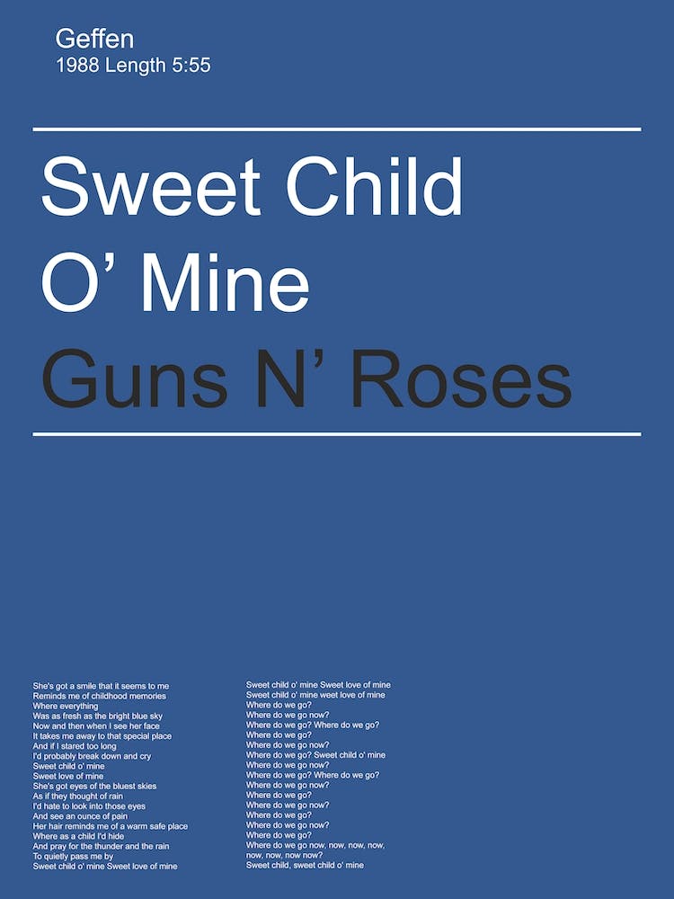 1iamfy Guns N Roses Sweet Child O Mine Base Copy