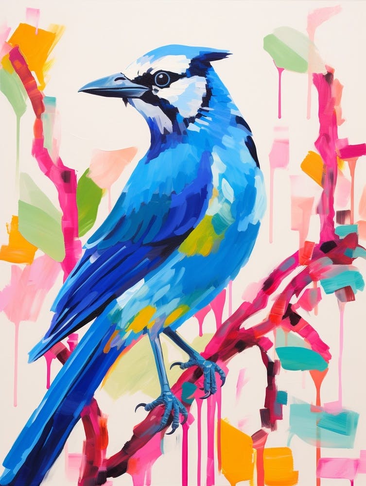 Colourful Bird Painting Blue Jay 1