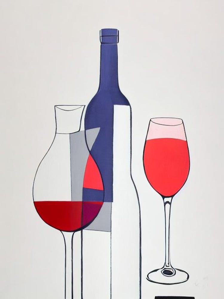 Grenache Rosé Picasso Line Drawing Cocktail Poster