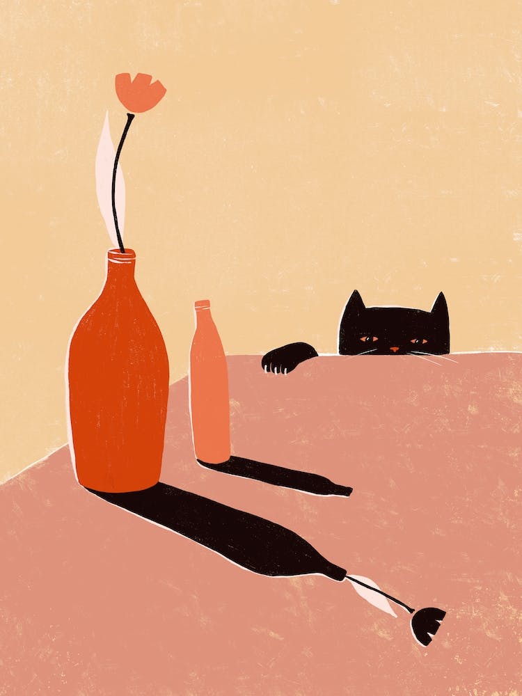 Katze und Blumen