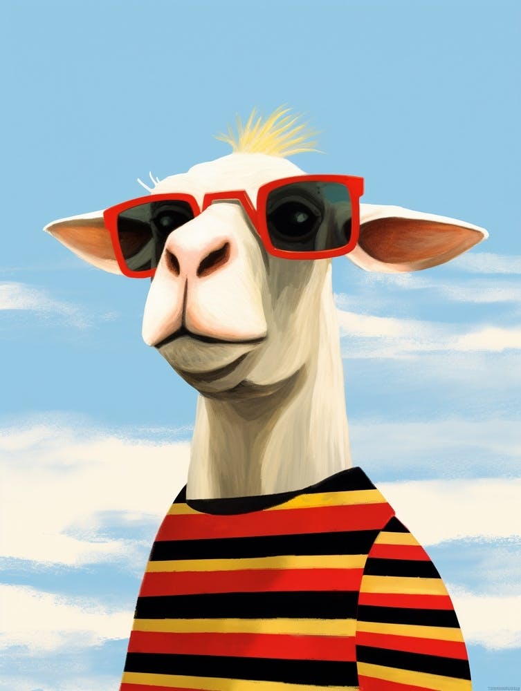 Kleine Ziege 3 mit Sonnenbrille