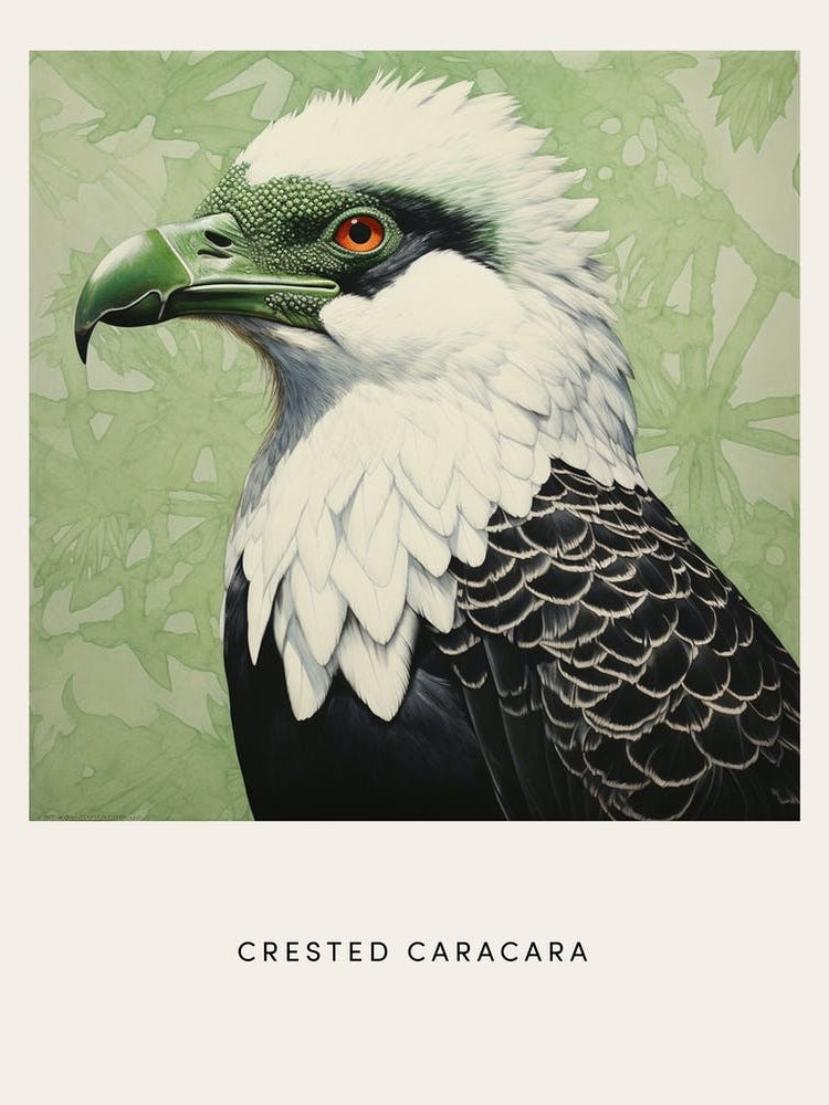 Ohara Koson Inspired Bird Painting Crested Caracara 2 Poster
