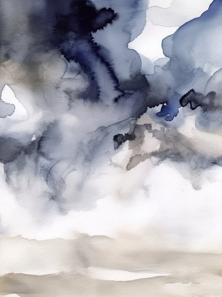 Watercolour Abstract Navy And Grey 1