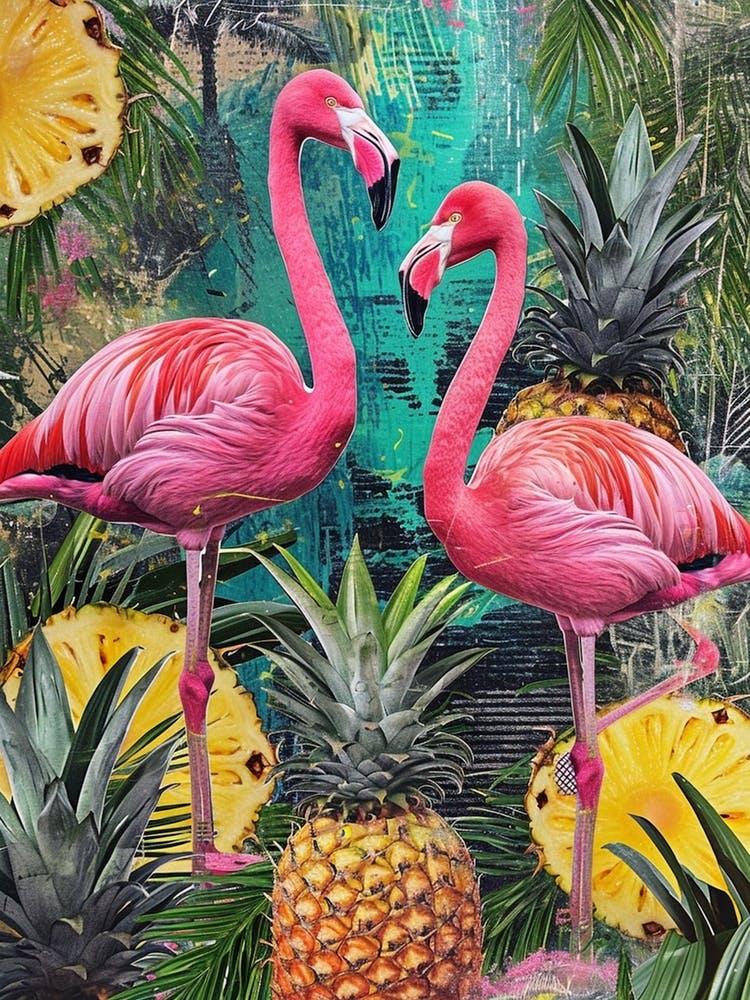 Flamingo & Pineapple Kitsch Collage 3