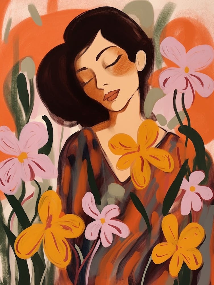 Woman With Autumnal Flowers Orchid 2