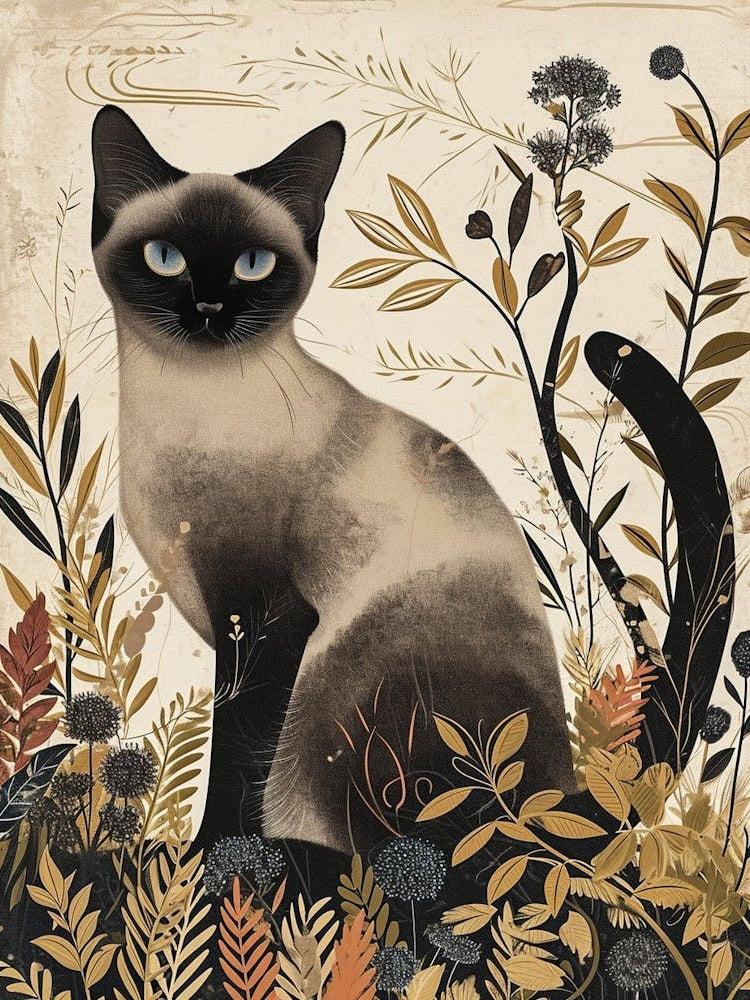 Siamese Cat Japanese Illustration 1