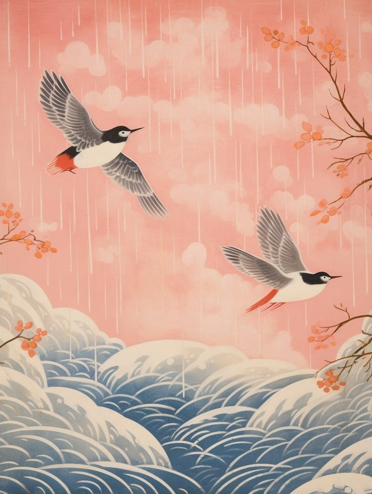 Vintage Japanese Inspired Bird Print Dipper 2