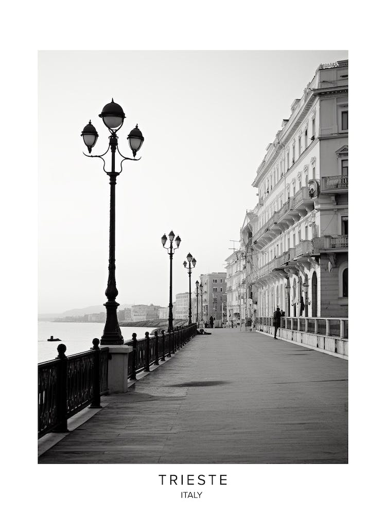 Poster Of Trieste, Italy, Black And White Analogue Photography 4