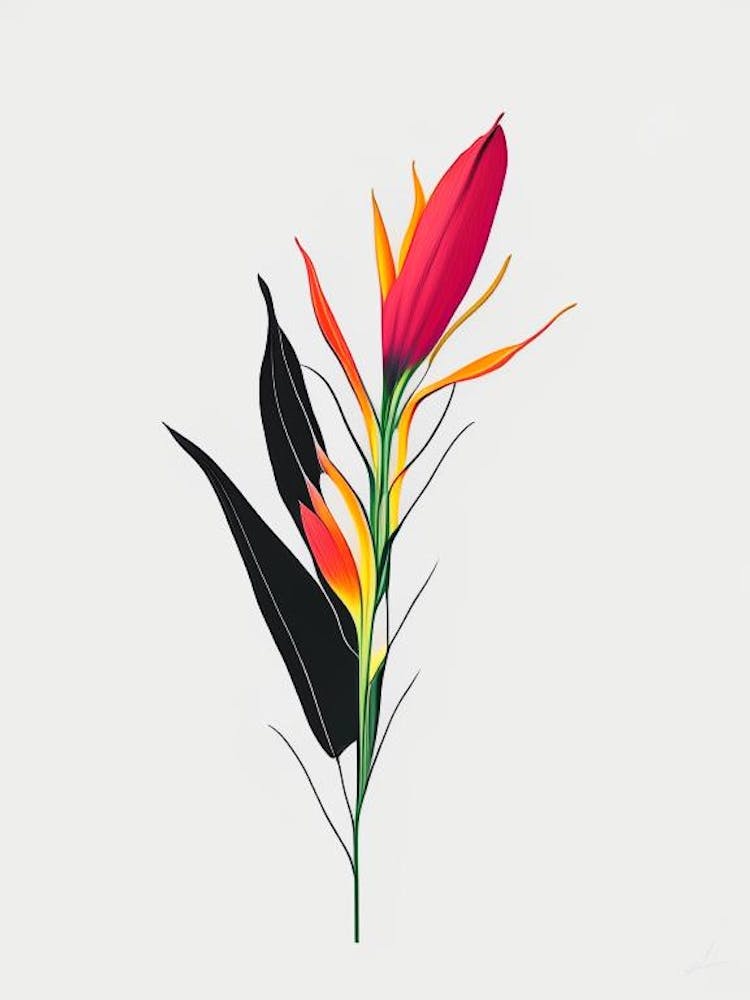 Heliconia Floral Minimal Line Drawing 1 Flower