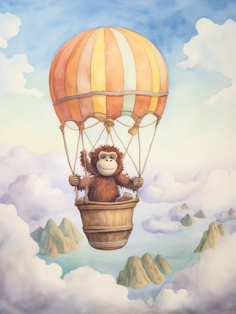 Baby Orangutan 1 In A Hot Air Balloon
