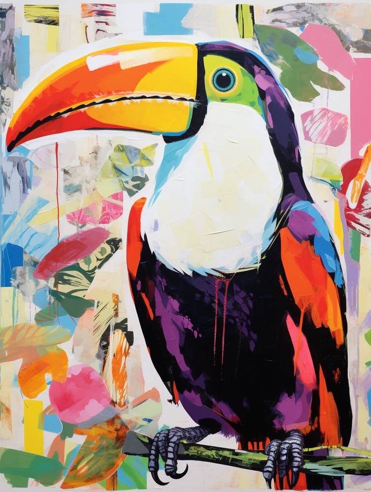 Peinture d'oiseau coloré Toucan 4