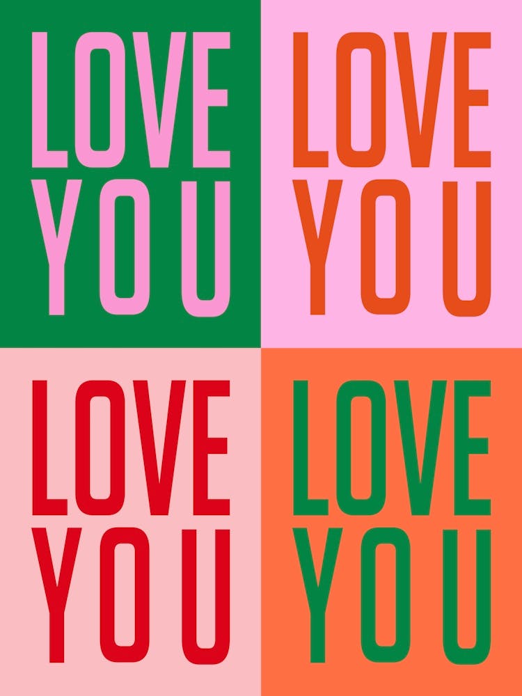 Love You Multi Colour Grid