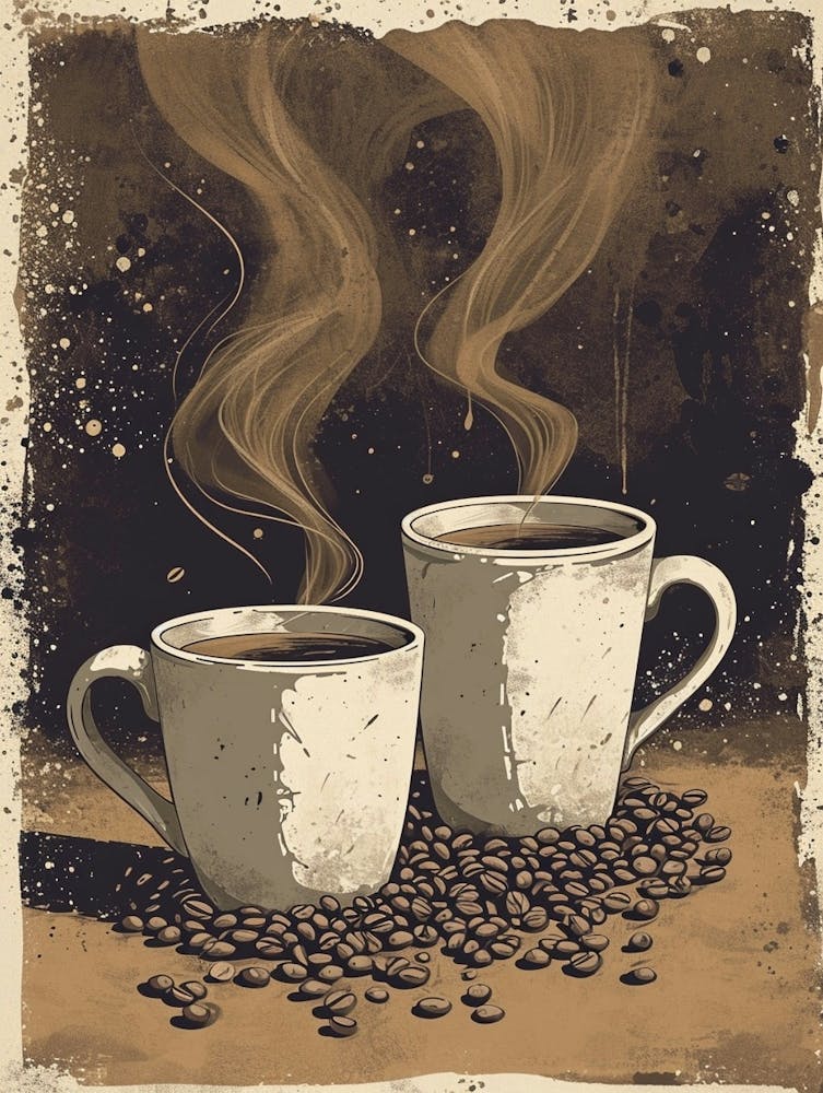 Coffee & Coffee Beans Minimalist Illustration 1