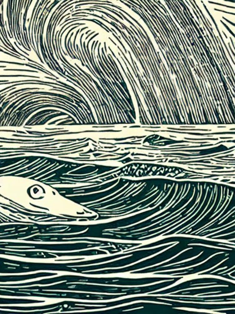 Elasmosaurus Linocut
