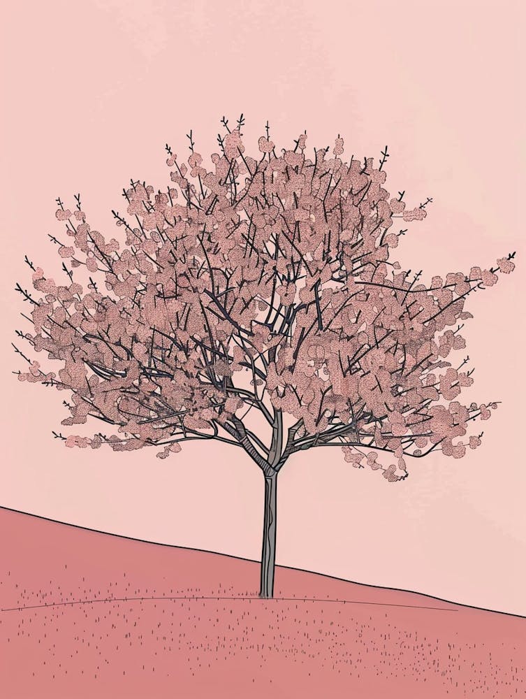 Cherry Tree Minimalistic Drawing 3