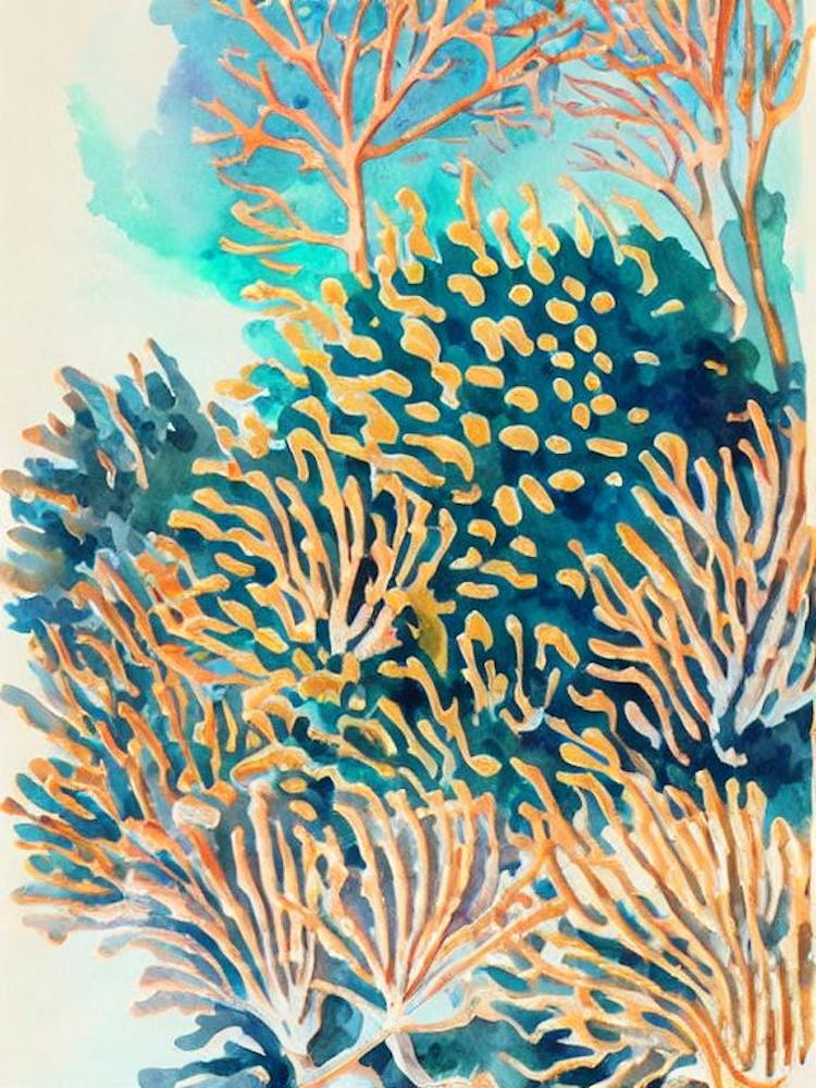 Acropora Millepora 3 Vintage Graphic Watercolour