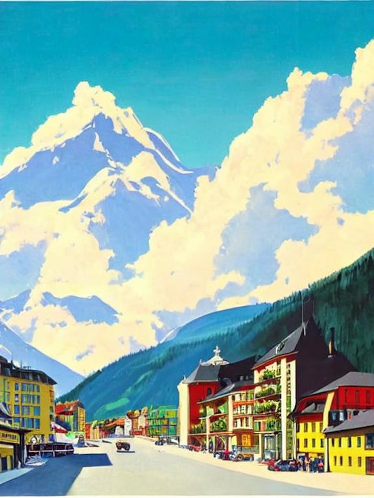 Bad Gastein 2, Austria Midcentury Vintage Skiing Poster
