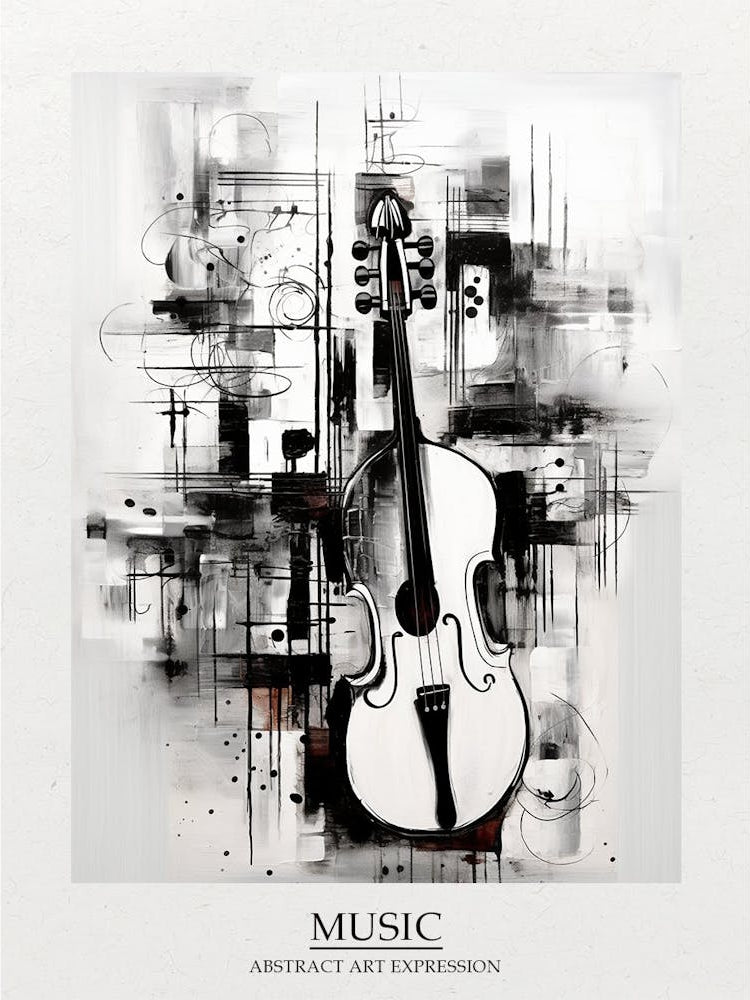 Music Abstract Black And White 4 Poster