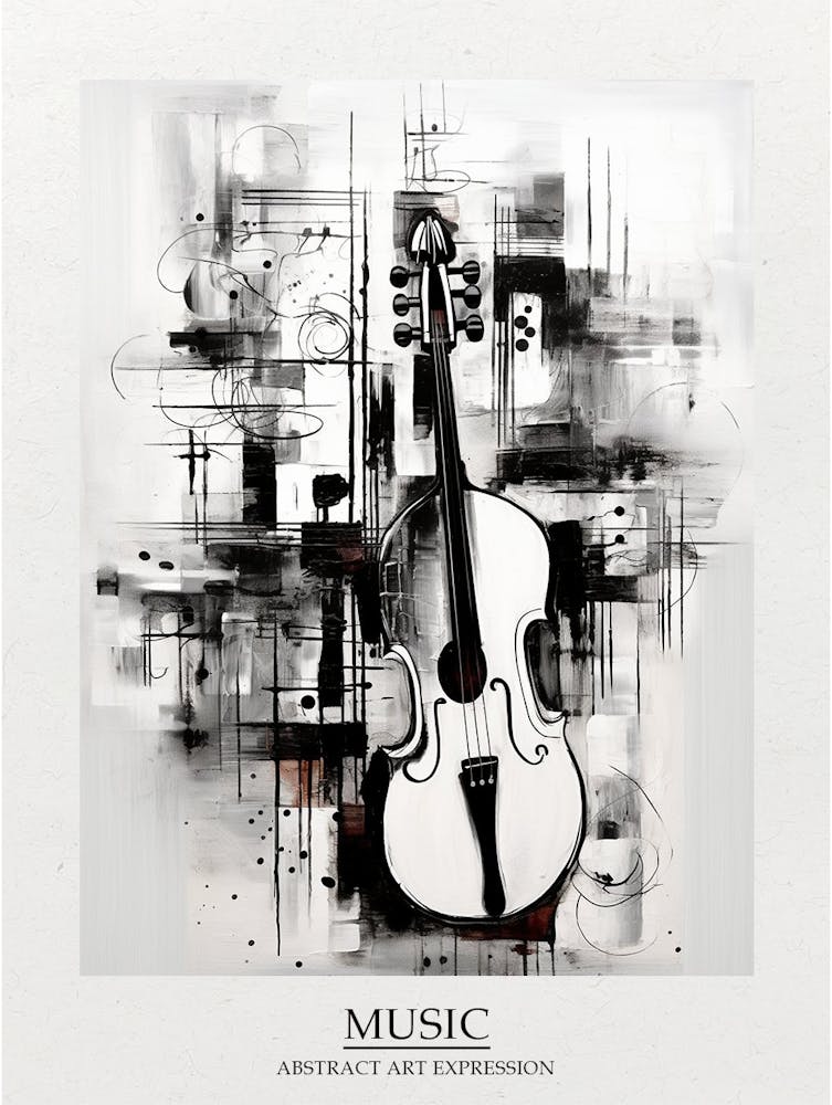 Music Abstract Black And White 4 Poster