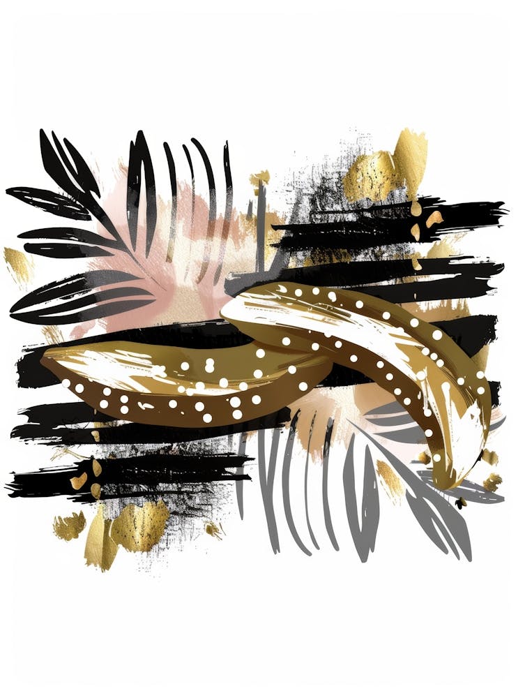 Gold And Black Abstract Painting 19