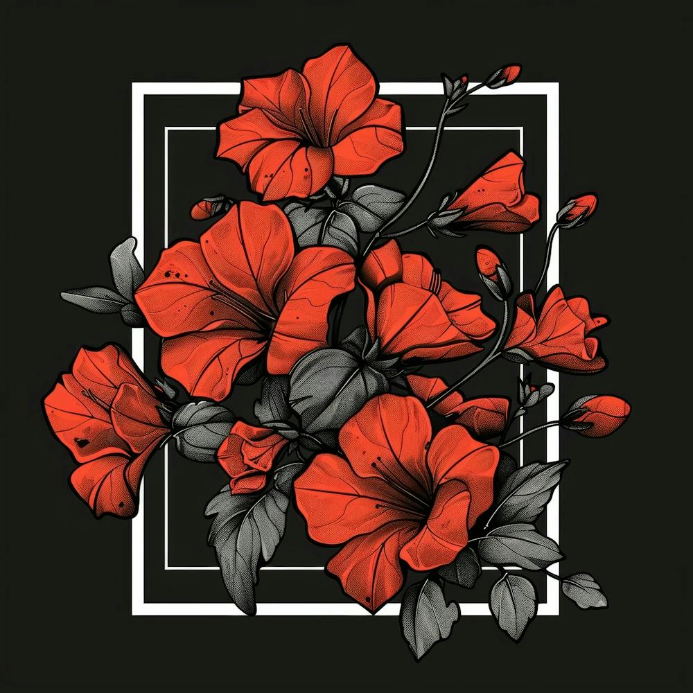 Red Flowers In A Frame 2