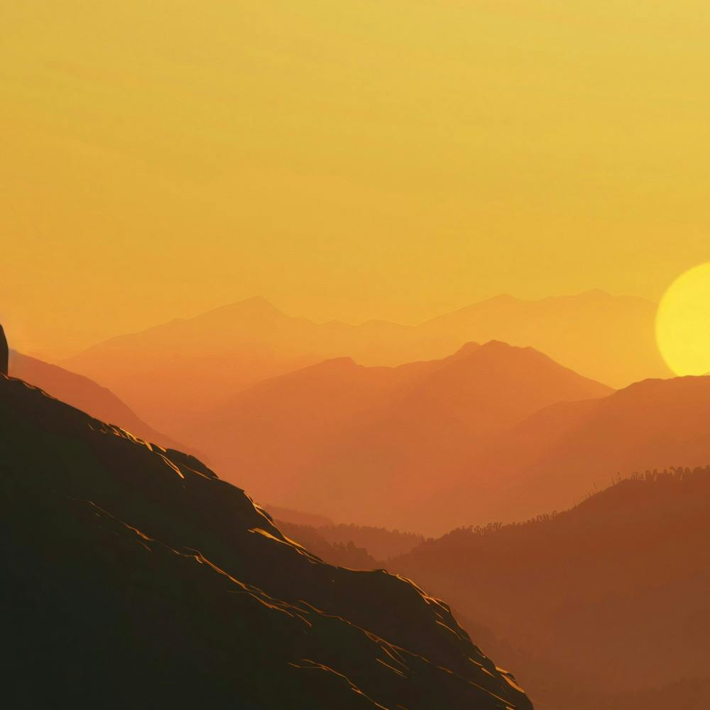 Sunset On A Mountain
