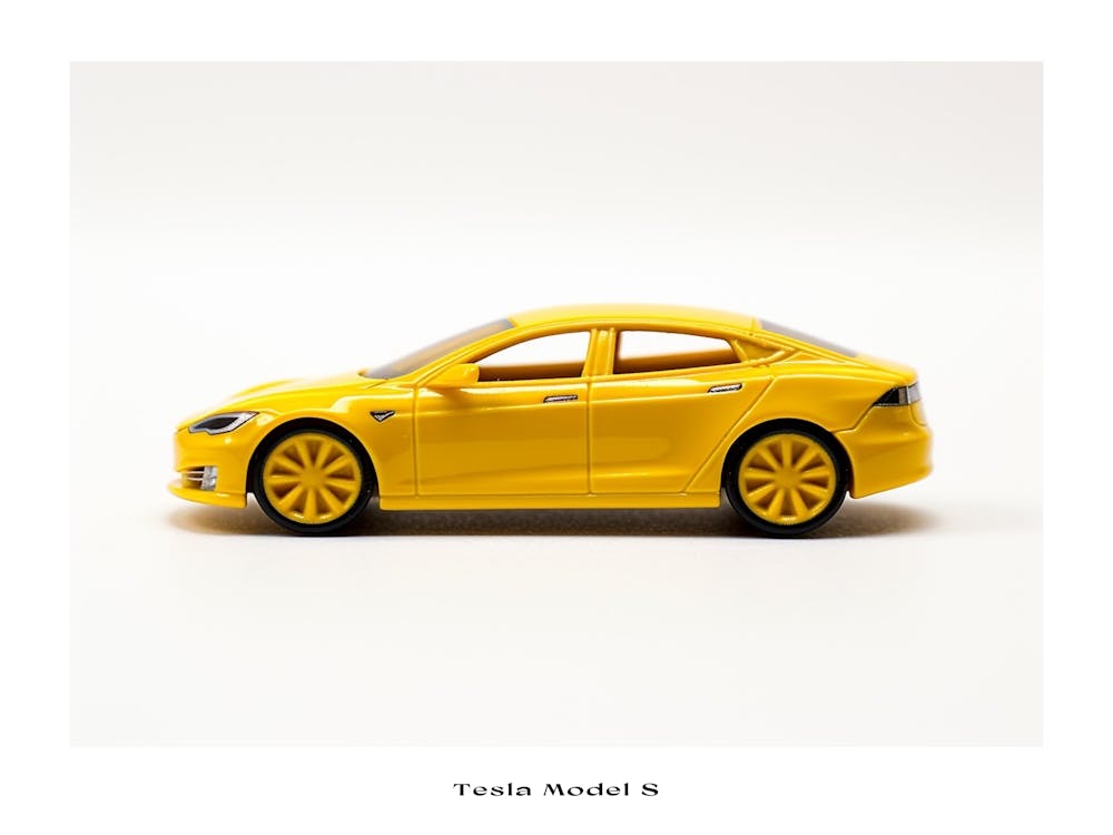 Toy Car Tesla Model S Yellow Poster