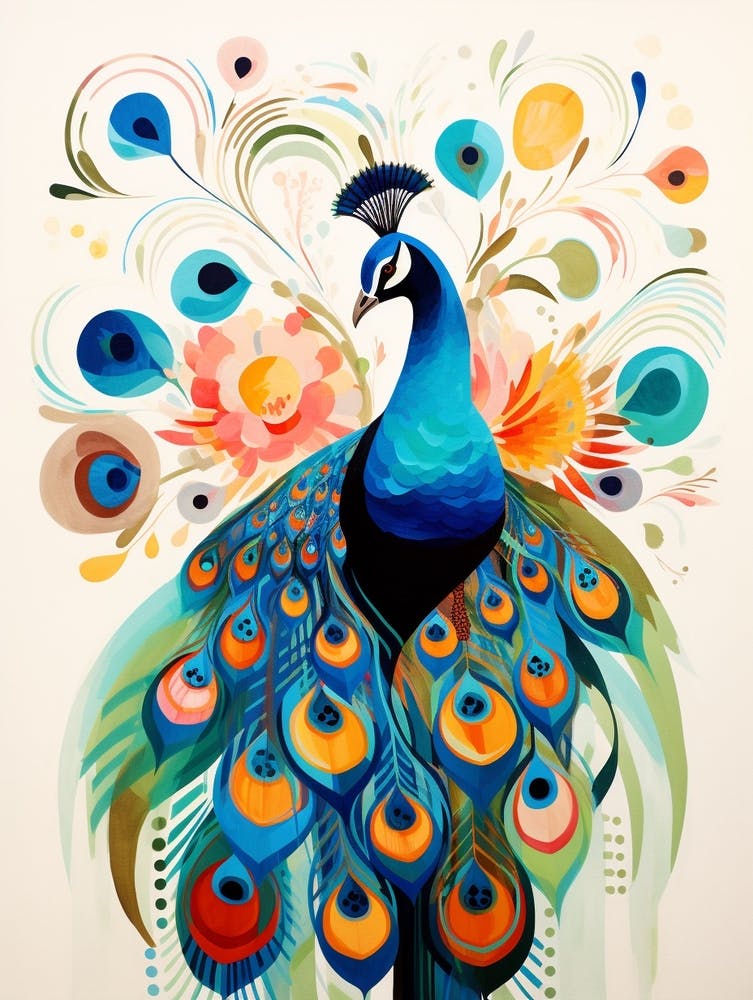 Bird Painting Collage Peacock 1