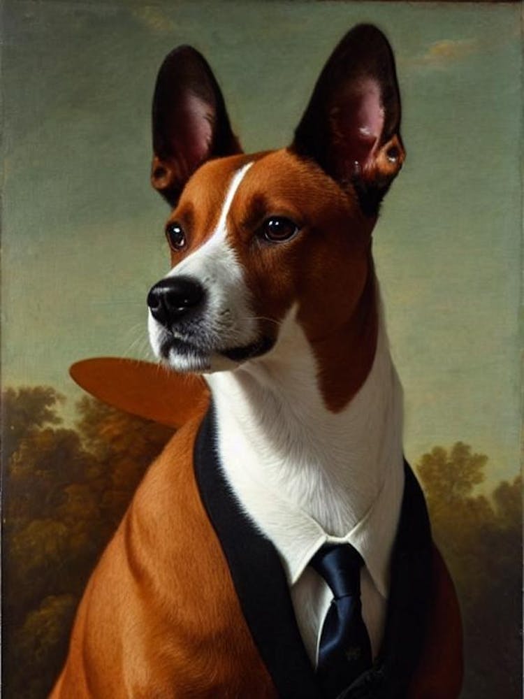 Basenji 2 Renaissance Portrait Oil Painting