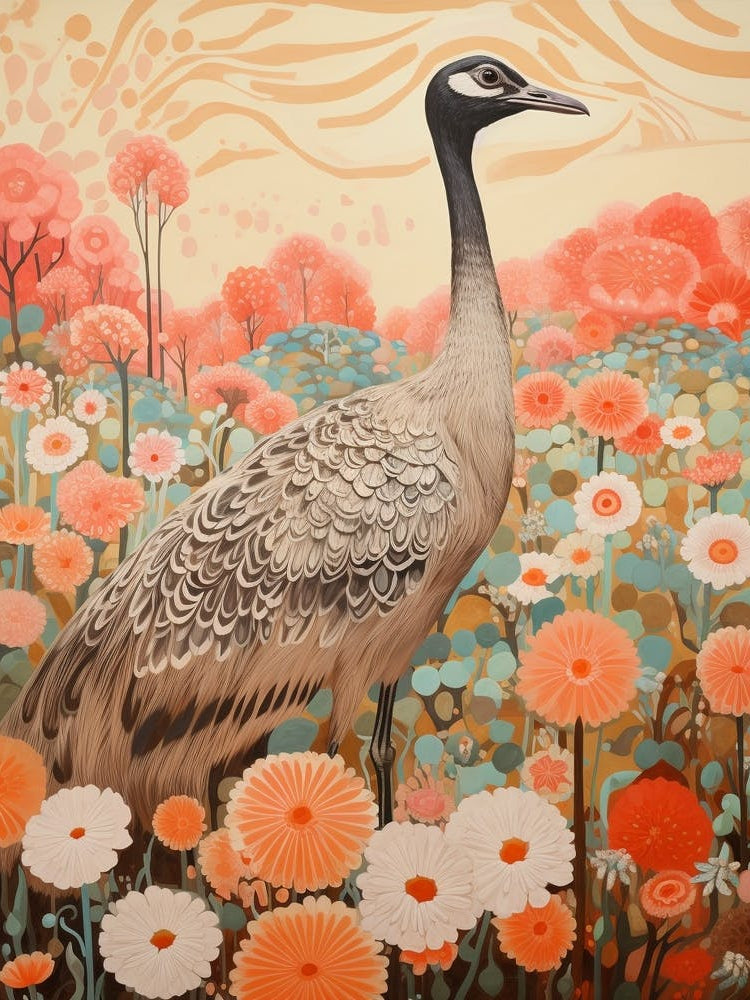 Emu 2 Detailed Bird Painting