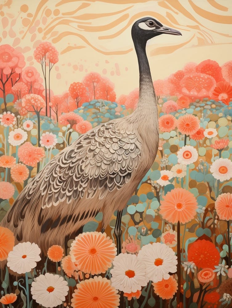 Emu 2 Detailed Bird Painting