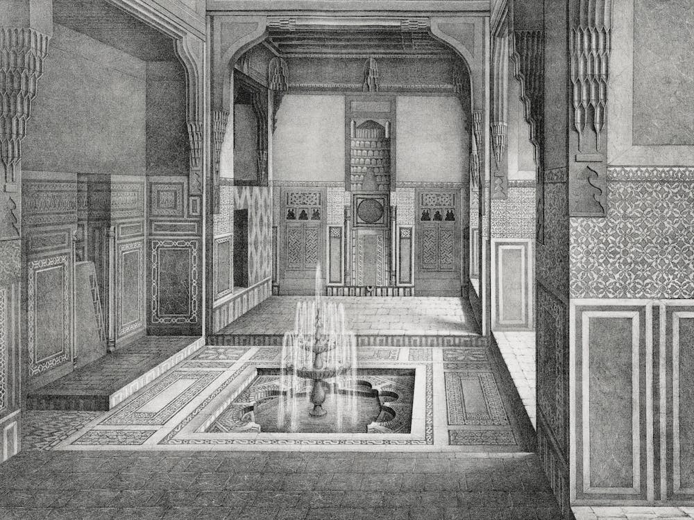 Arabic Interior Lithograph Plate No, 69 & 70, Emile Prisses D’Avennes, La Decoration Arabe